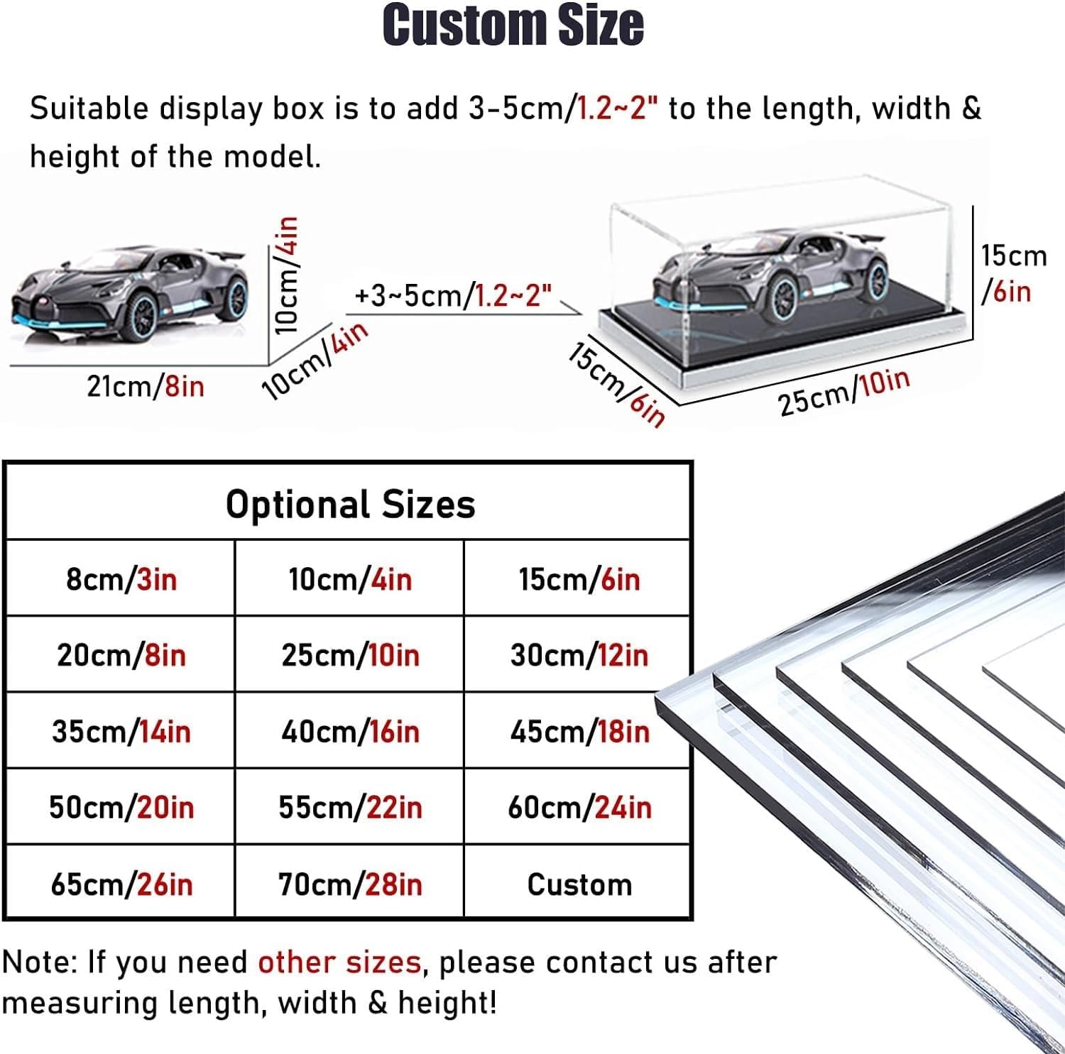 12 14 16 18 20 22 24 26 28 Inch Trophy Holder Clear Acrylic Display Case Assemble Box with Black Base, Dustproof Storage for Souvenirs & Awards(45x45x50cm/18x18x20in)