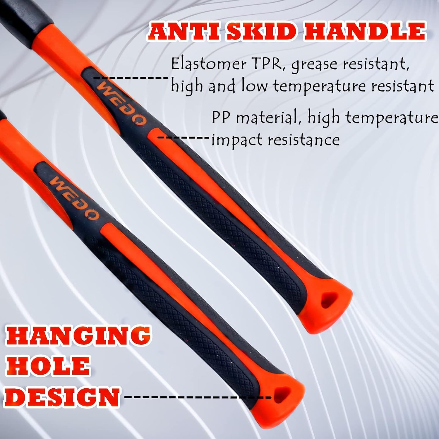 WEDO 4PCS Hammer Set,3lb Sledge Hammer,1lb Ball Pein Hammer,2lb Ball Pein Hammer,2lb Drum Type Hammer,Brass,Fiberglass Handle,Die-Forge,Corrosion Resistant
