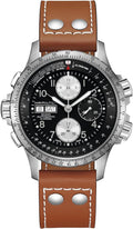 Hamilton Khaki Aviation Automatic Men's Watch, 44mm Stainless Steel Case, Swiss Made, Black Dial Analog Wrist Watch for Men, 100m Waterproof, Sapphire Crystal, Cow Leather Strap
