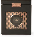 Wolf Axis Watch Winder with Storage - Secure Fit with Patented Lock-in Dynamic Cuff - Accommodates All Wrist Sizes - Vegan Leather - Includes Universal Adapter