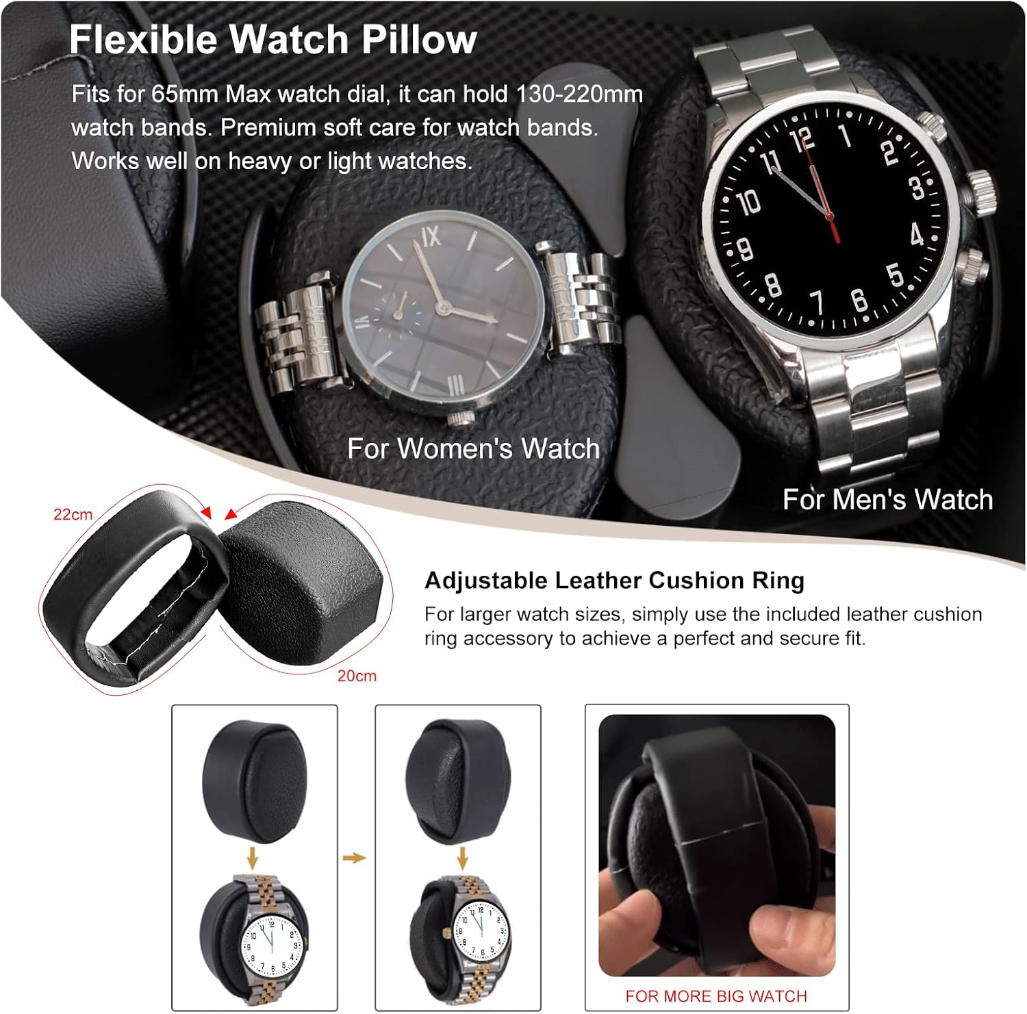 XTELARY Lockable Automatic Watch Winder - 4/6/8/12 Watch Storage, 4 Rotation Modes, Quiet Motor, Backlight