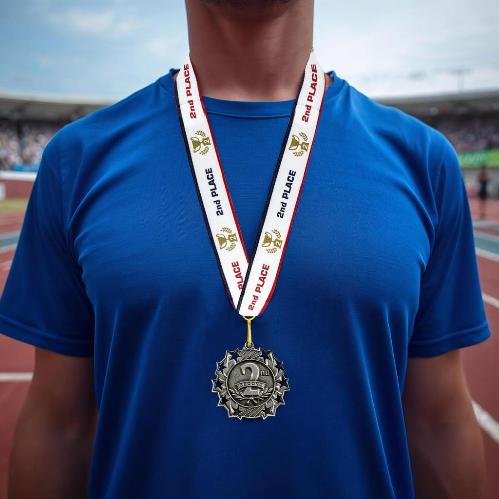 All Quality 1st 2nd 3rd Place Ten Star Award Medals - 3 Piece Set (Gold, Silver, Bronze) Includes Neck Ribbon
