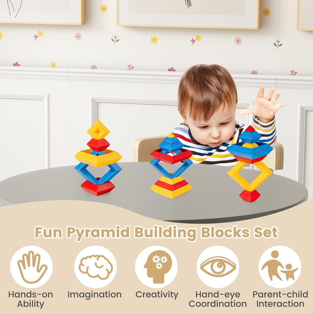 HONEY JOY Kids Table and Chair Set, Bentwood Toddler Round Table and 4 Chairs for Craft Art, Building Block, 5-Piece Children Furniture Set for Daycare, Kindergarten, Playroom (Gray)
