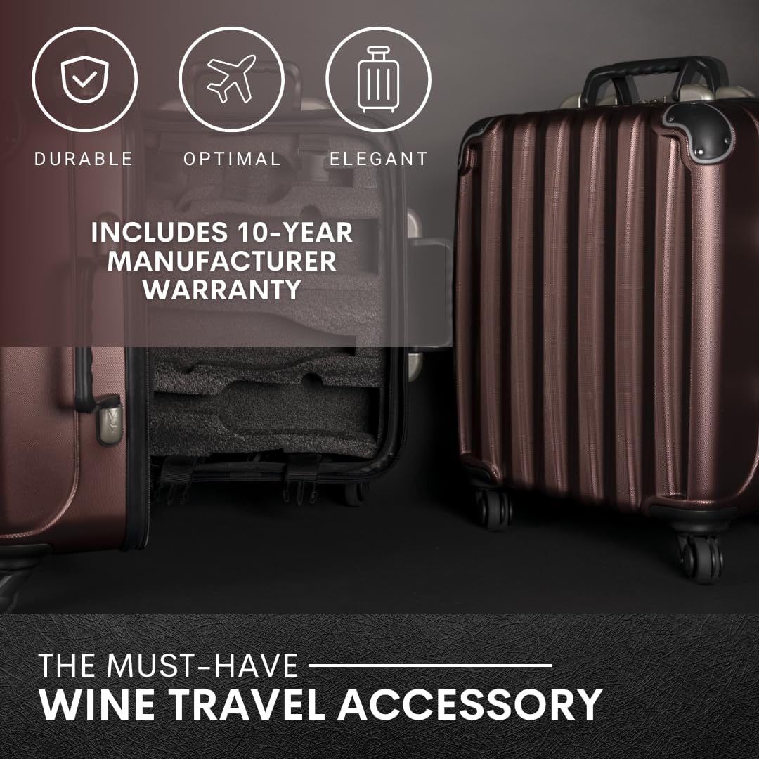 VinGardeValise® Petite Wine Suitcase – 8-Bottle Travel Luggage, TSA-Approved, Durable Hard Shell, Shockproof Foam, Secure Bottle Protection for Enthusiasts & Collectors - Burgundy