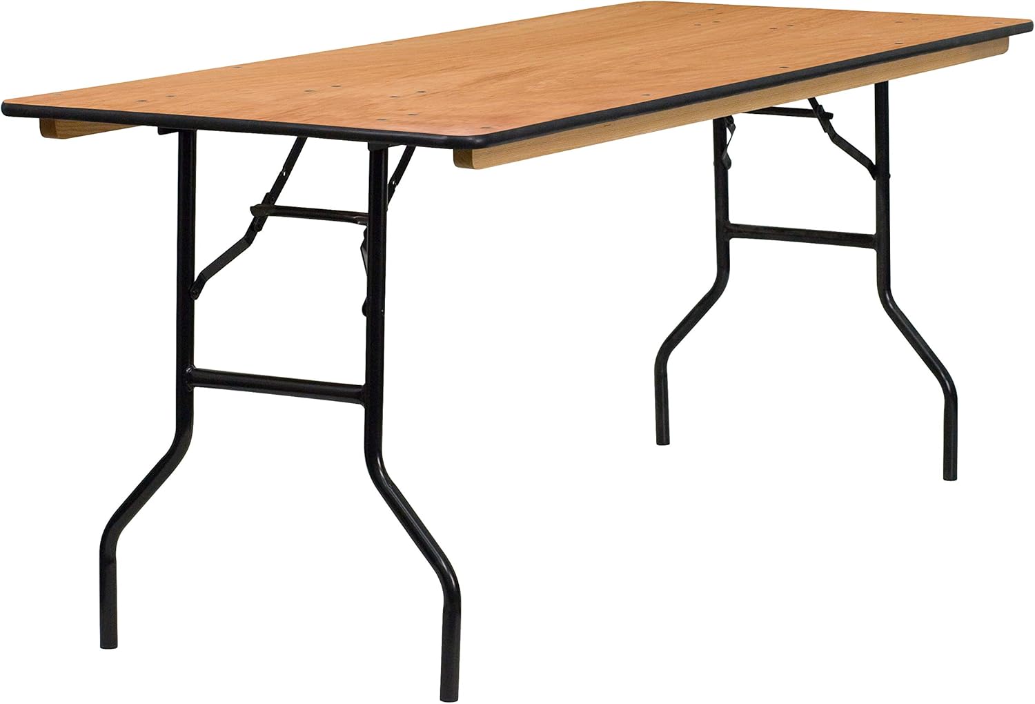 Flash Furniture Gael 6' Wood Folding Training and Event Table, Rectangular Folding Training Table with Smooth Clear Coated Finished Top, Natural