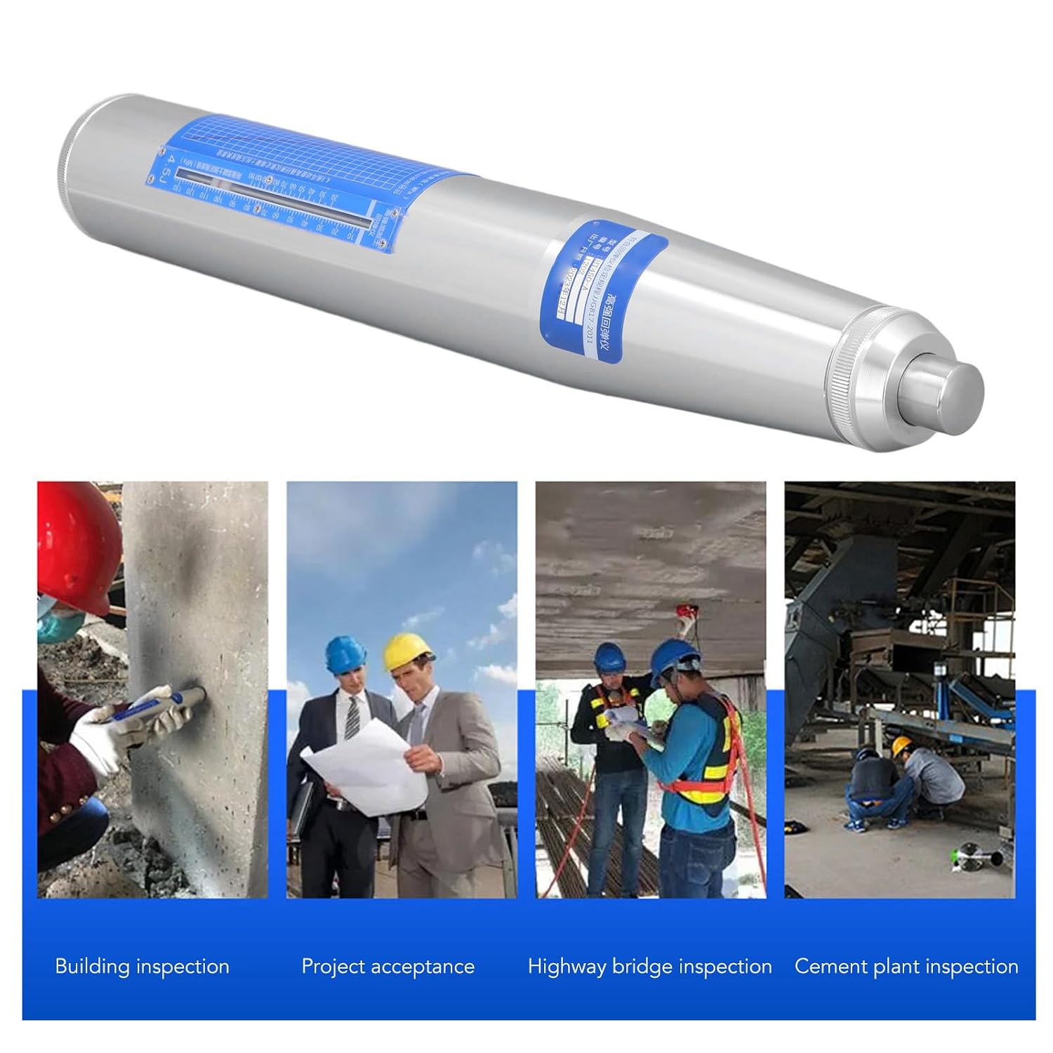 Concrete Rebound Hammer Tester, Portable Concrete Resiliometer Test Meter Tool, The Scope of 20-110Mpa, for Testing Building Wall, Roads, Bridges