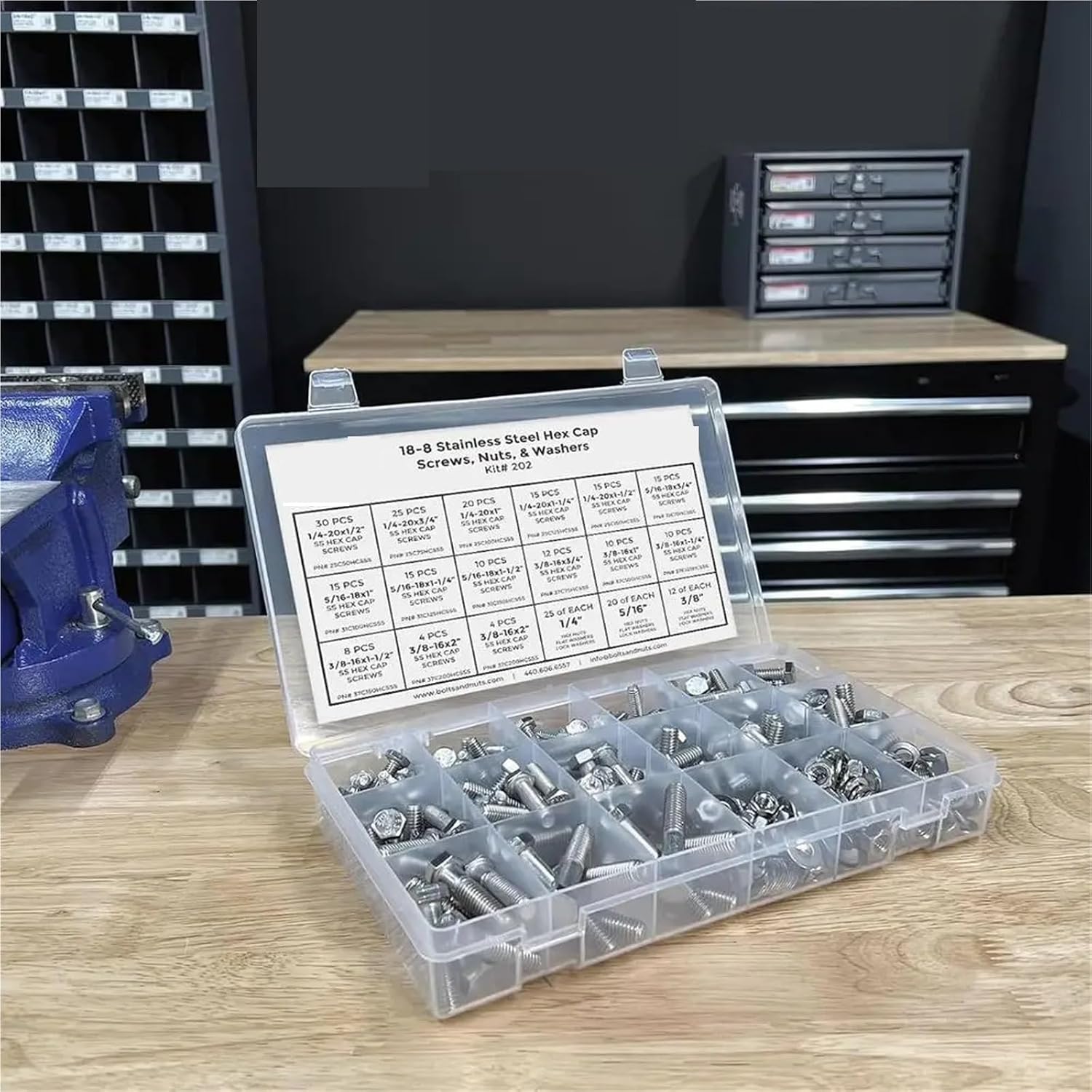 Nuts and Bolts 380Pcs Stainless Steel Hex Bolts Screws Nuts Washers Assortment Set for Furniture