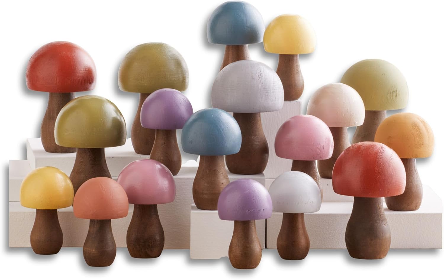 Your Heart's Content Wood Mushrooms Set of 18, Custom Colors, Charming Nature Inspired Gift, cottagecore, Hand Painted, Wooden Mushrooms, Whimsy, Home Decor, Hand Painted, (Paint Set of 18)