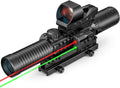 PINTY Tactical Rifle Scope Combo: Illuminated Optics, Red Dot Sight, Laser, RGB Rangefinder Riflescope for 20mm Picatinny Rail