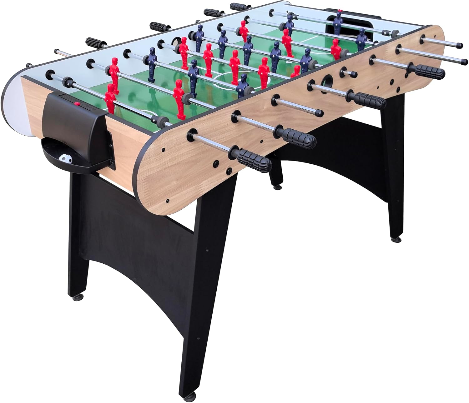 48'' Soccer Table, Large Size Foosball Game Table for Adult, Football Table with Cup Hloders & Sturdy Leg for Game Rooms & Parties, Light Brown