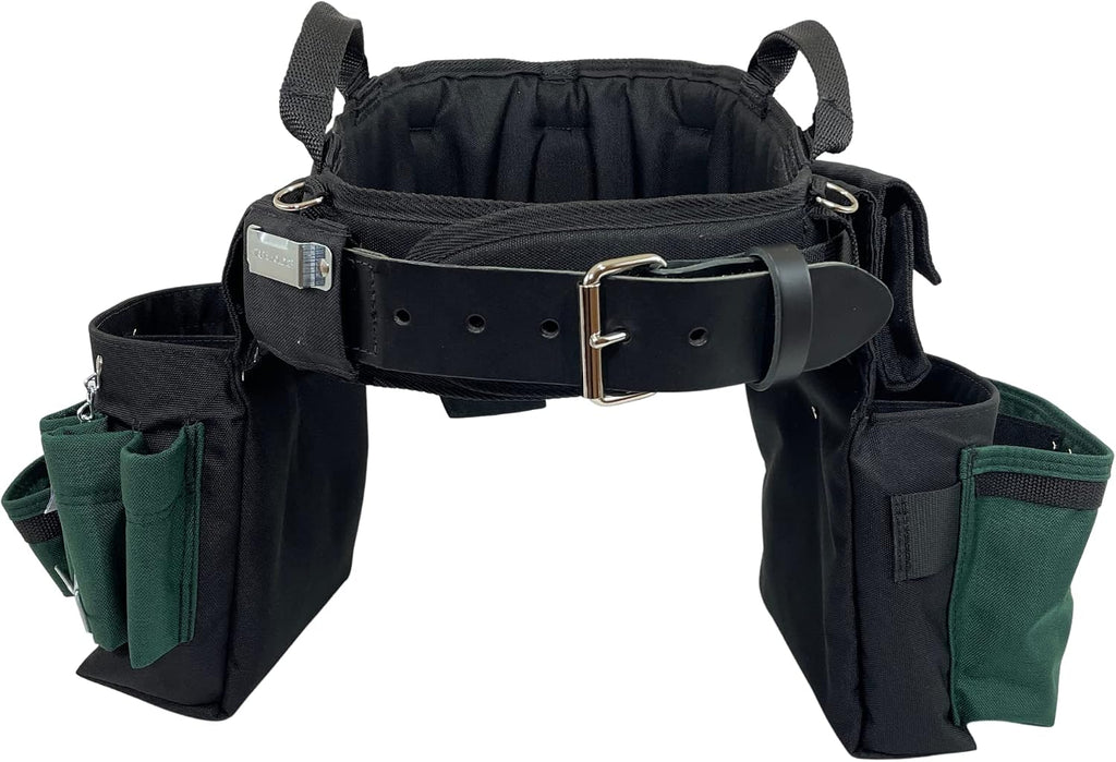 BOULDER BAG Ultimate Electrician's MAX Combo with Comfort Back Support Tool Belt, Leather Belt Buckle, Heavy Duty Tool Belt, Green, (Large 33-36 Inch Waist), Made in USA