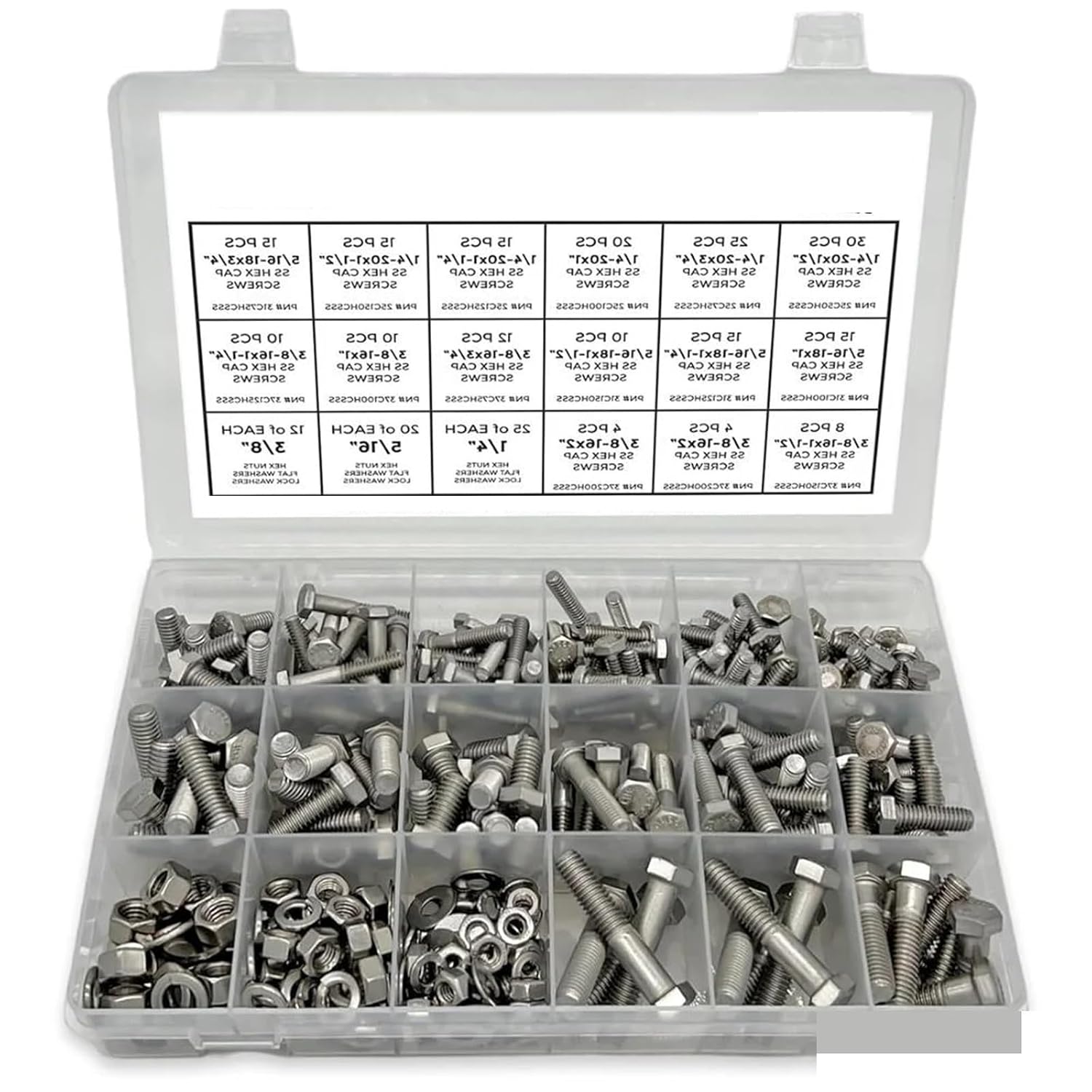 Nuts and Bolts 380Pcs Stainless Steel Hex Bolts Screws Nuts Washers Assortment Set for Furniture