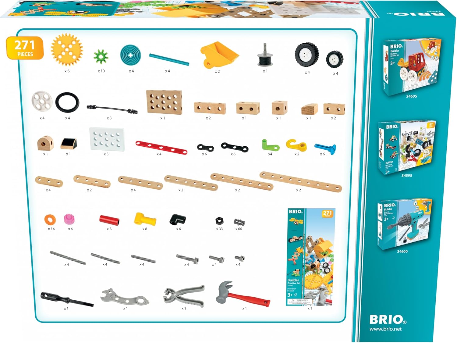 BRIO Builder - 34606 Builder Creative Set | 271-piece Educational Construction Toy for Kids Aged 3 Years Up