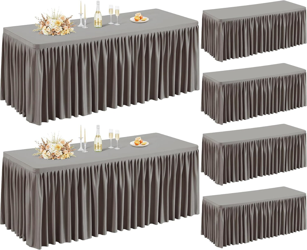 6 Pack Light Brown Table Clothes for 6 Foot Rectangle Tables, Premium Polyester Rectangle Tablecloth Wrinkle Resistant Washable Table Cloth for Wedding, Party, Dining, Banquet, Buffet Tables