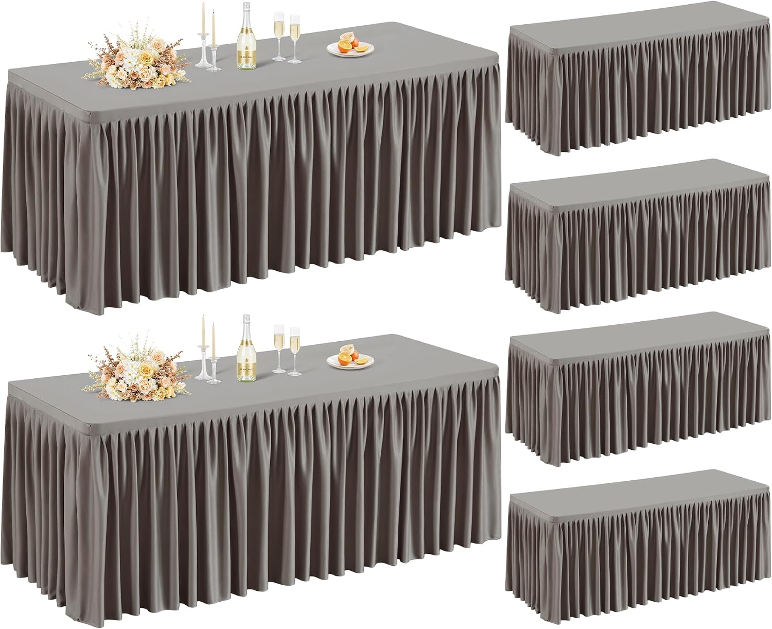 6 Pack Light Brown Table Clothes for 6 Foot Rectangle Tables, Premium Polyester Rectangle Tablecloth Wrinkle Resistant Washable Table Cloth for Wedding, Party, Dining, Banquet, Buffet Tables