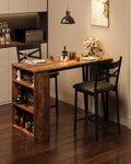 Garvee Bar Table and Chairs Set, 3 Piece Bar Table Set with with Flip Top Extension and Storage Shelves, Dining Table Set for 2, Suitable for Small Space Kitchen Apartment, Brown