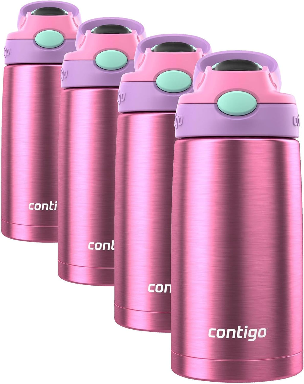Contigo Autospout Water Bottle with Straw 13 oz Azalea/Pansy (Pack of 4)