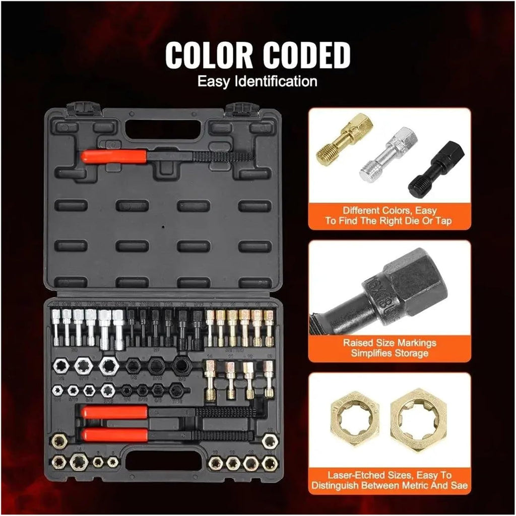 VARNOK Nut and Bolt Thread Checker 49PCS Thread Chaser Set Professional Thread Restoring Tool for UNC UNF Metric Precision Re Threading