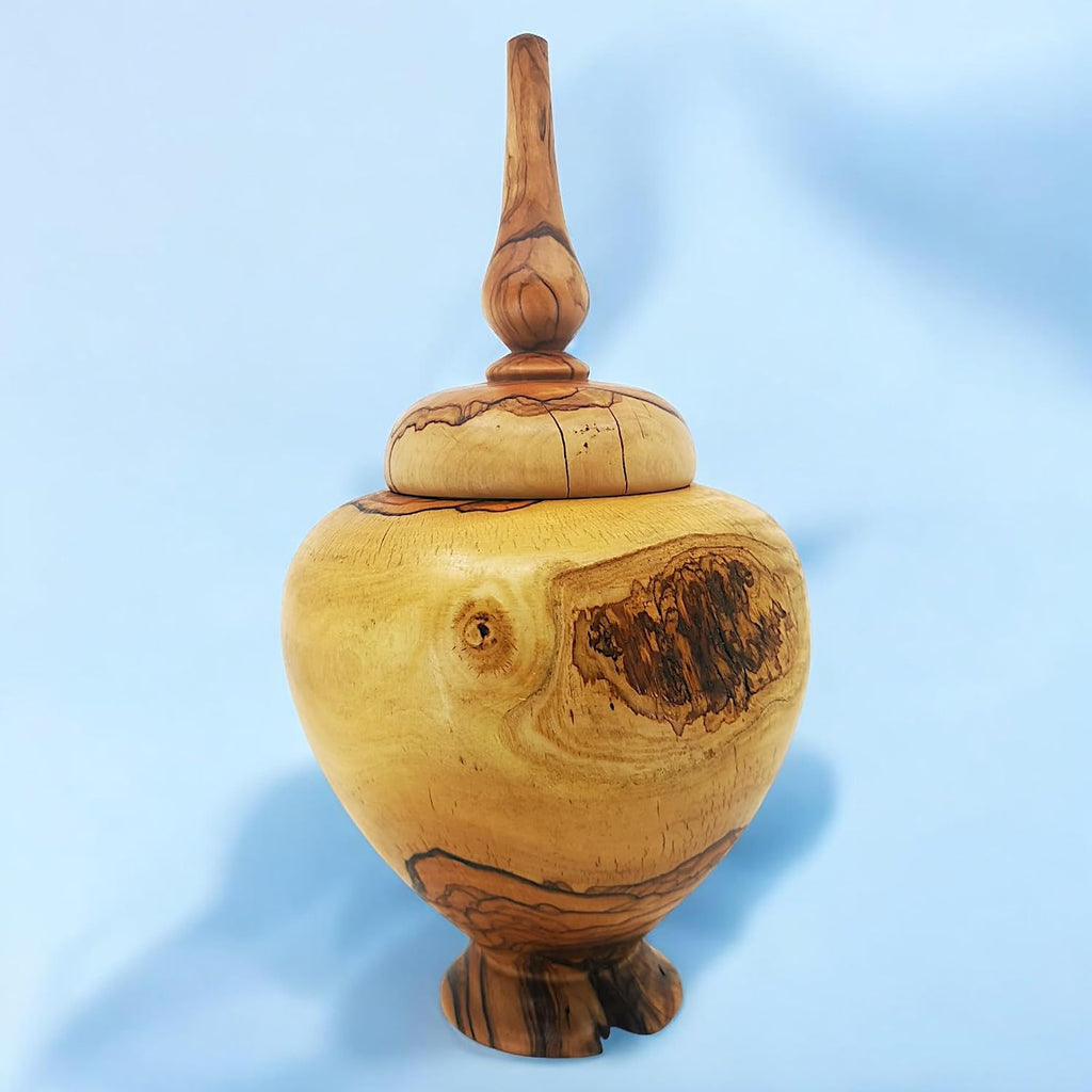 Hand-Turned Olive Wood Lidded Box - Decorative Vase, Rustic Home Decor, Jewelry Box, Unique Gift, New Home & Housewarming Wood Decor