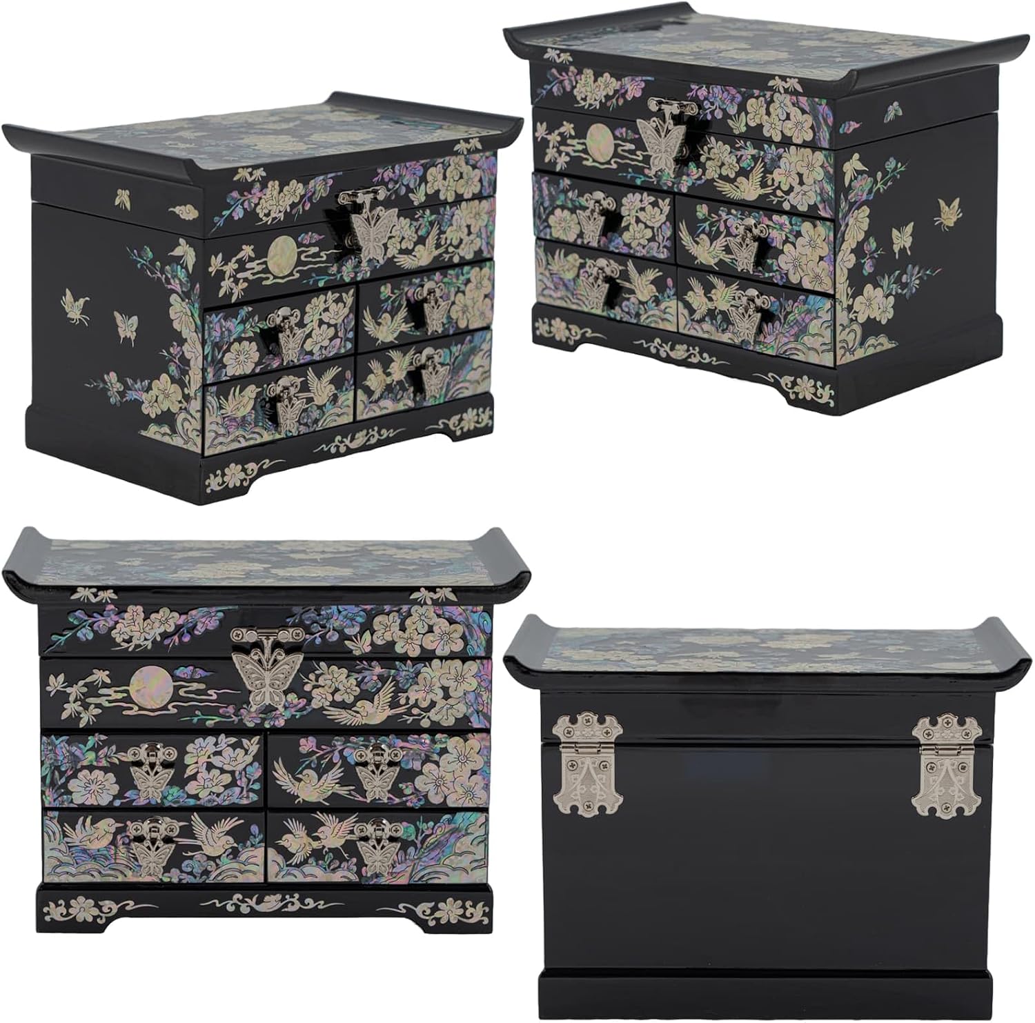 February Mountain Mother of Pearl Jewelry Organizer Box – Anniversary Christmas Graduation Birthday gifts for women Mother's day gifts for mom from daughter (Plum Blossom)