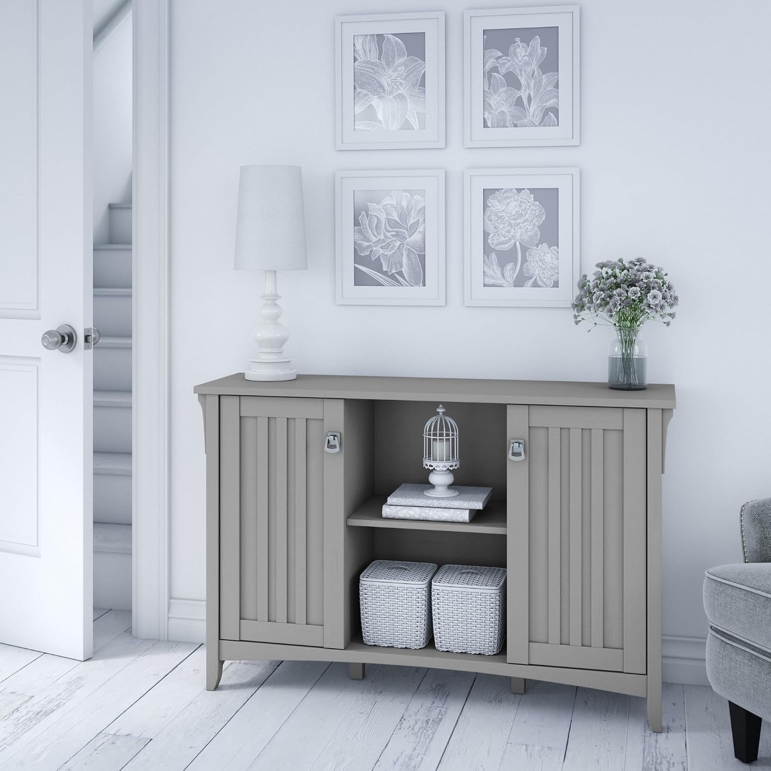 Bush Home Salinas Accent Storage Cabinet with Doors and Shelves, Farmhouse Cabinet Buffets & Sideboards