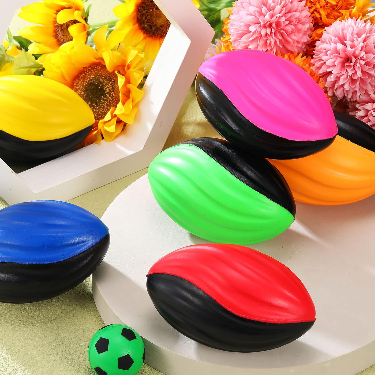 Jerify 100 Pcs Mini Footballs for Kids Spiral Foam Football Bulk 5 Inch Soft Small Waterproof Foam Ball Sports Birthday Toddler Football for Indoor and Outdoor Game (Assorted Color)