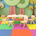 EMMA + OLIVER 23.625' W x 47.25' L Rectangle Natural Plastic Activity Table Set with 6 Chairs