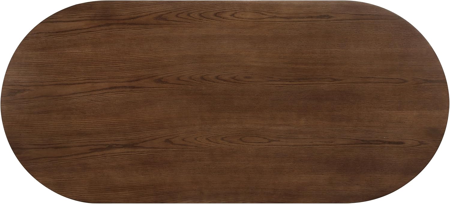 87'' Oval Dining Table Rustic Wood Kitchen Dinner Table, Retro Modern Mid-Century Style, Sturdy Pedestals Base, Natural