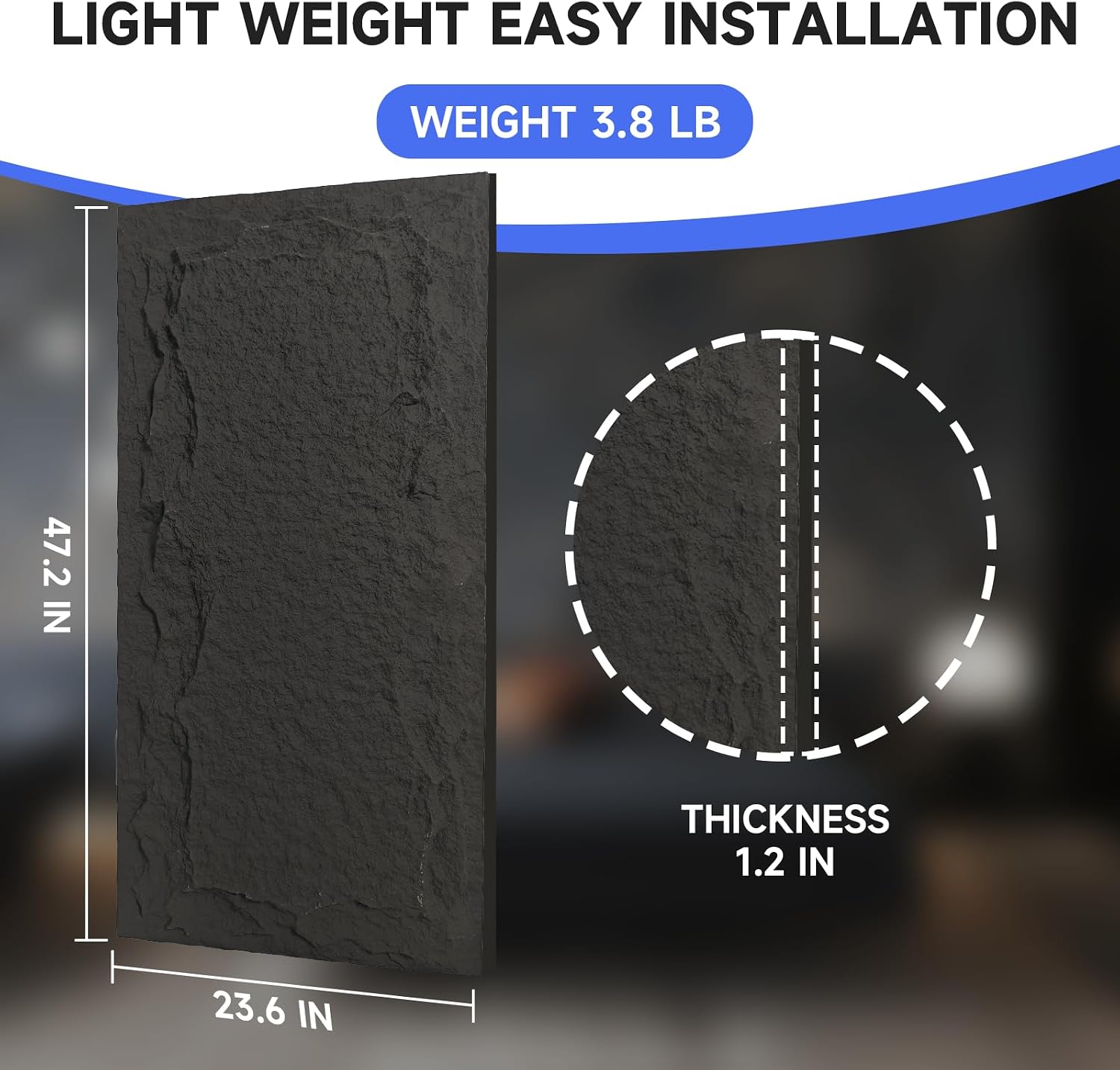 Stone 3D Wall Panels,4-Pack PU Wall Panels, 23.6'*47.2' Wall Paneling for Interior Wall Decor, Faux Stone Wall Panel for Accent Wall Decor, Sophisticated & Stylish 3D Wall Decor(Space Dark)