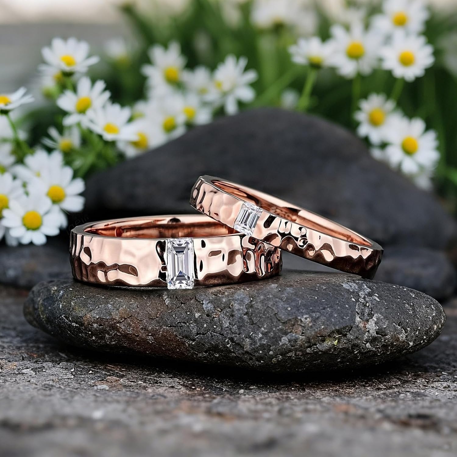 SISGEM Moissanite Couple Rings Set, 10K 14K 18K Solid Gold Moissanite Wedding Rings for Him And Her, Vintage Leaf/Branch Wedding Bands Matching Couple Rings Anniversary Jewelry Gift for Women And Men