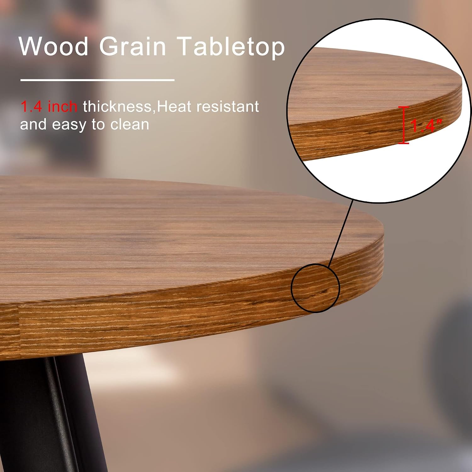 Round Dining Table, Small Dining Table for 2, 31.5' Round Table, Mid-Century Modern Kitchen Table with 1.4' Thickness Wood Grain Tabletop for or Small Space, Dining Room, Kitchen, Brown