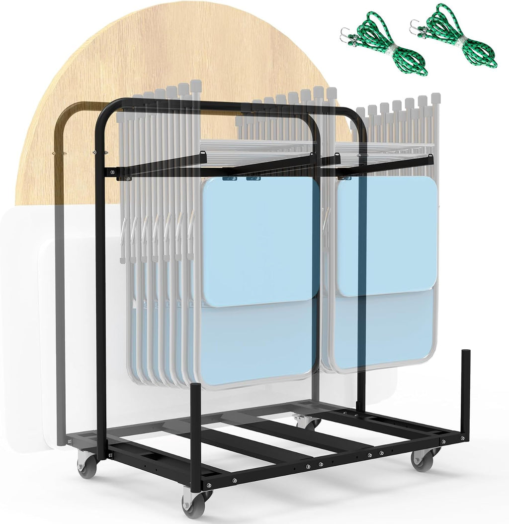 Updated Folding Table and Chair Rack Cart (Holds 10-16 Chairs & 4-8 Tables), Powder Coated, Perfect for Party, Hotel, Factory, Warehouse, 44.3' L x 31.4' W x 48' H