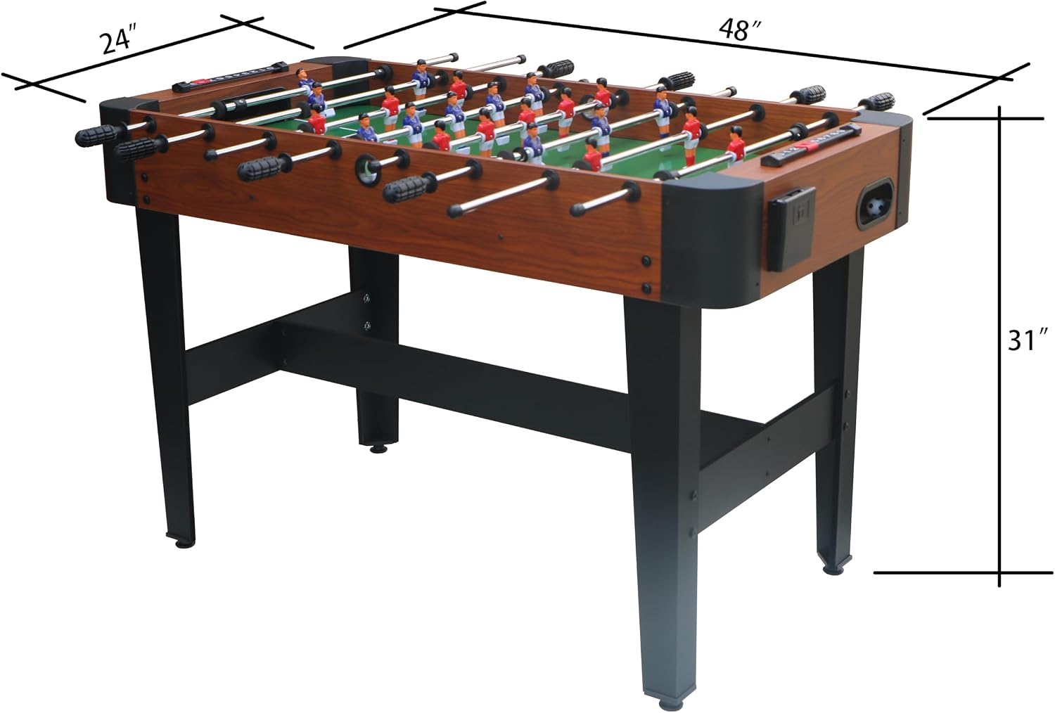 48'' Soccer Table, Large Size Foosball Game Table for Adult, Football Table with Cup Hloders & Sturdy Leg for Game Rooms & Parties, Classic Brown