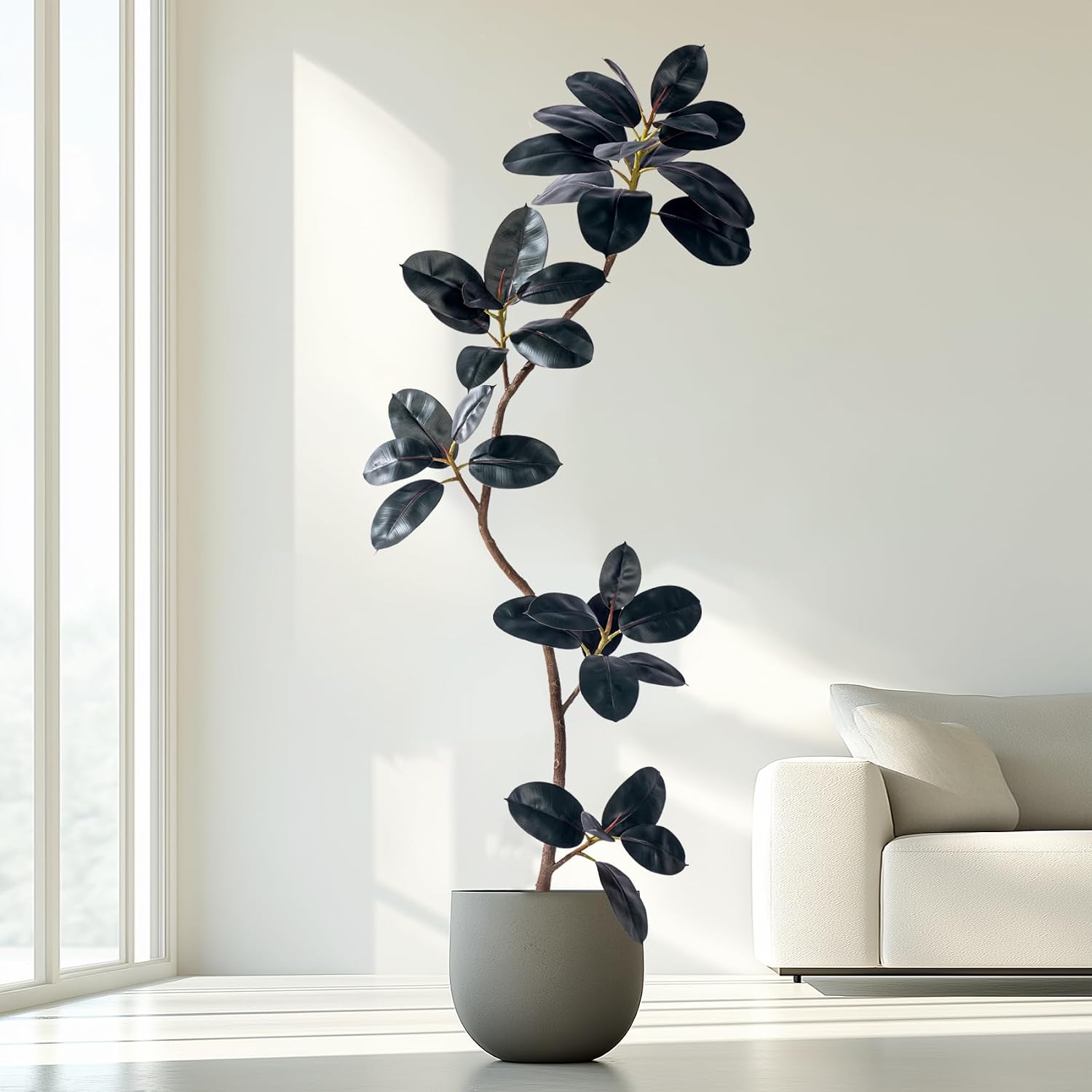 Bailikang 6ft Artificial Rubber Tree Faux Plants Indoor Faux Floor Artificial Trees Indoor,Fake Plant Fake Tropical Plants,Large Floor,Real Touch Rubber Tree for Home Decor