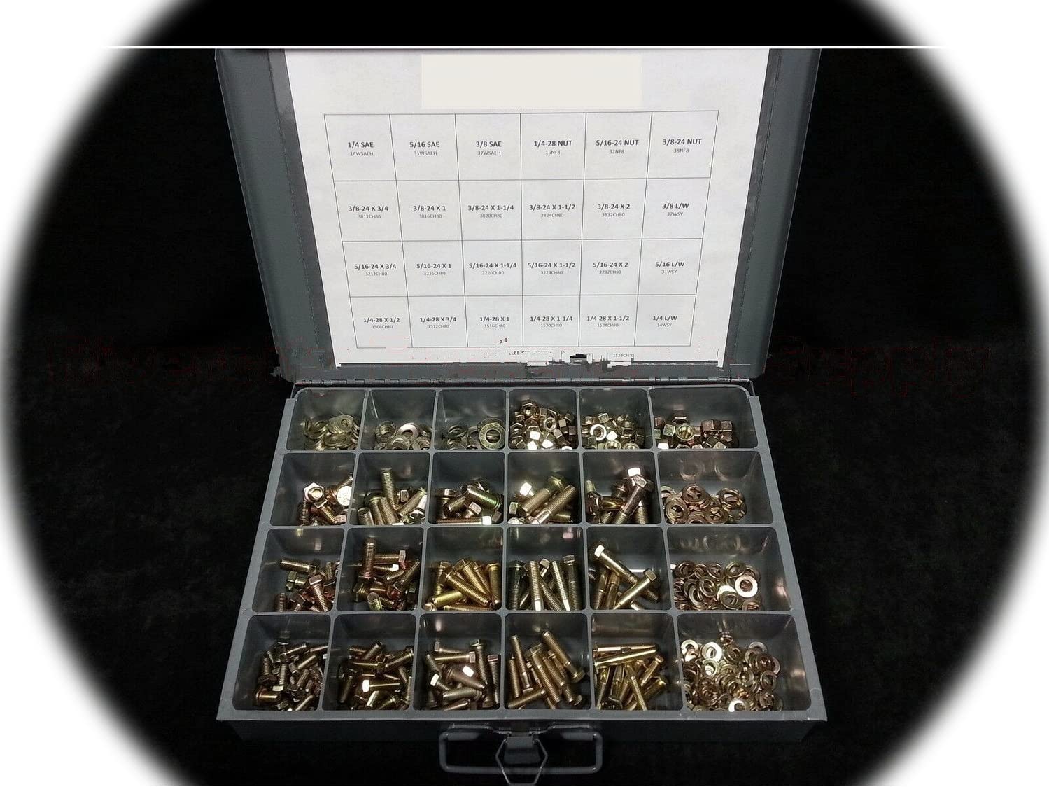 Fine Thread Grade 8 Nuts, Bolts & washers Assortment kit 575 Pieces Ships 4 Free Hardware Fastener Kit Set RV9014S