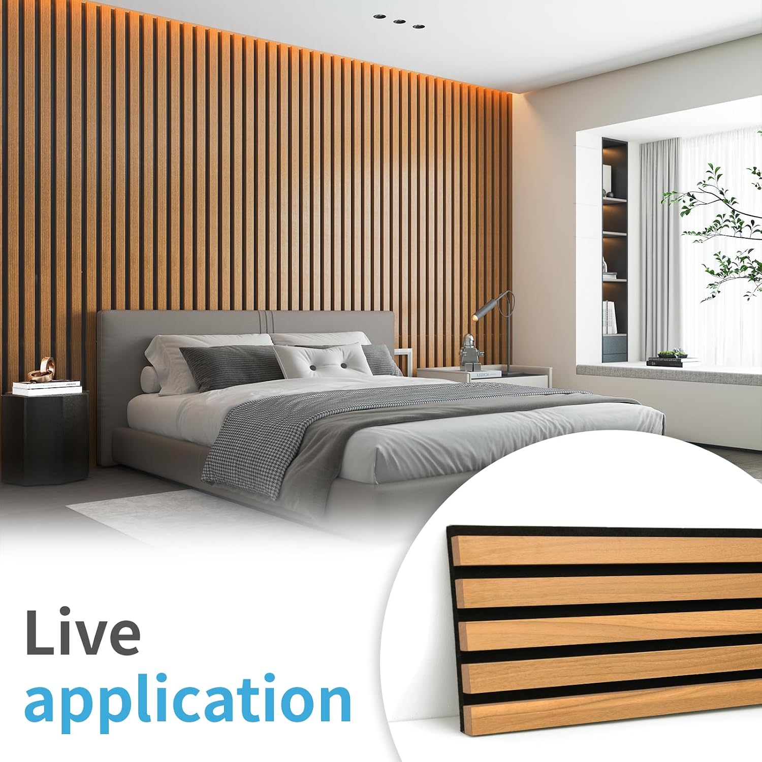 Art3d 4 Pieces 94.5' x 7.9' Acoustic Slat Wood Wall and Ceiling Panels,Fluted Modern Sound Absorbing Panels, Teak