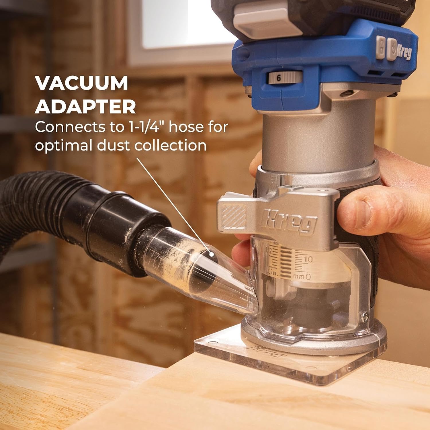 Kreg 20V Ionic Drive 1/4 Inch Trim Router, 20V Blue Ion Charger & Blue Ion 2Ah Battery Pack - Cordless Woodworking Tool - Micro-Adjustment Trim Tool - Dual LED Lights - KPTBRT025A