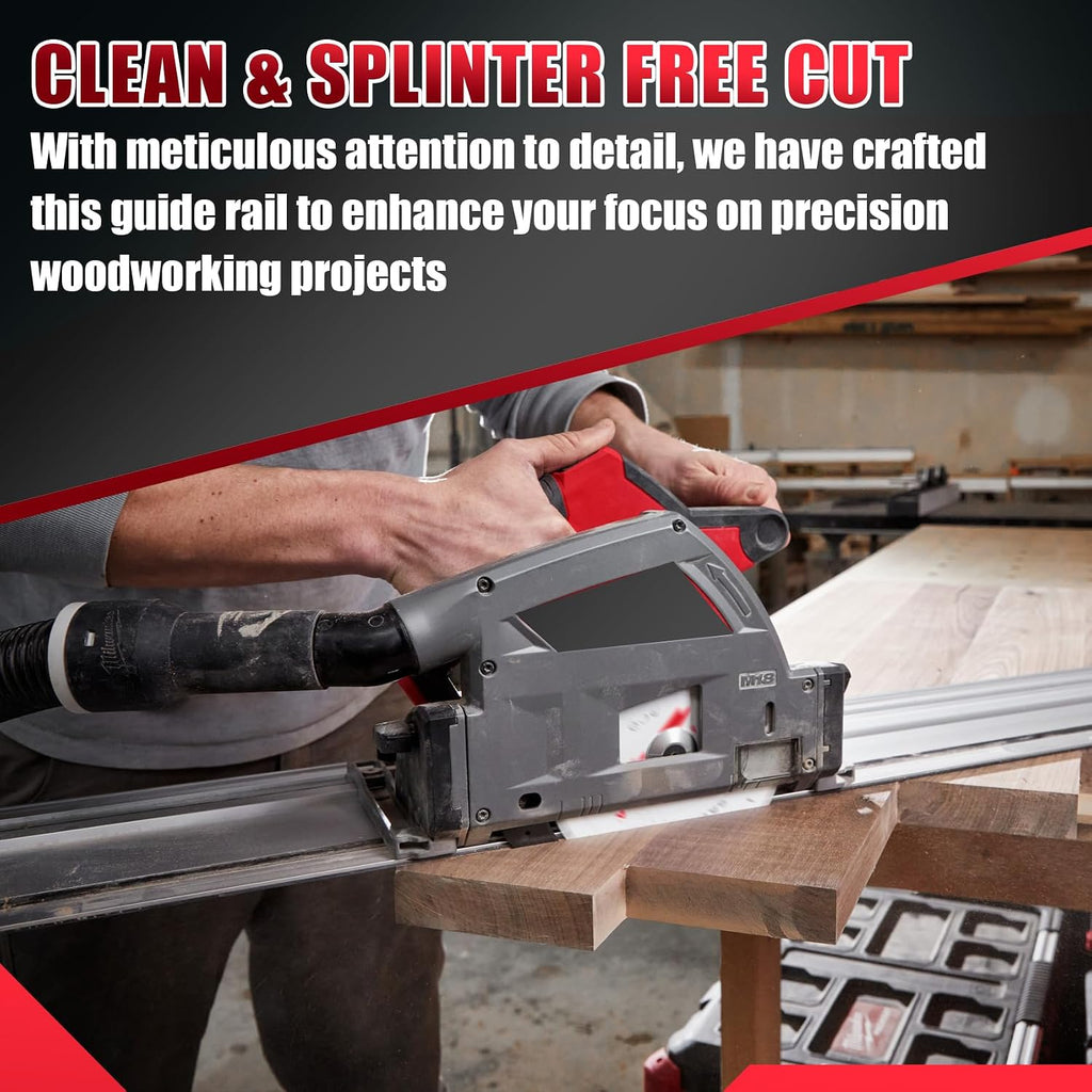 110in Track Saw Guide Rail Compatible with Milwaukee Track Saw, 55'*2 Replacement for Milwaukee Guide Rail, Perfect Fit for Milwaukee Track Saw and Woodworking Longer Cuts, 2 Year Warranty