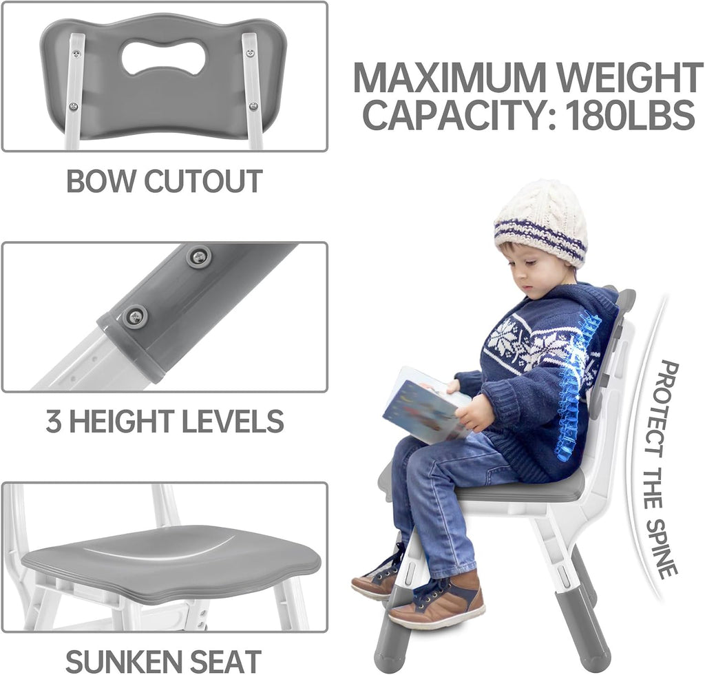 GITAWUSA Kids Study Table and Chairs Set, Height Adjustable Toddler Table and Chair Set for Kids Ages 3-8, Graffiti Desktop (Grey)