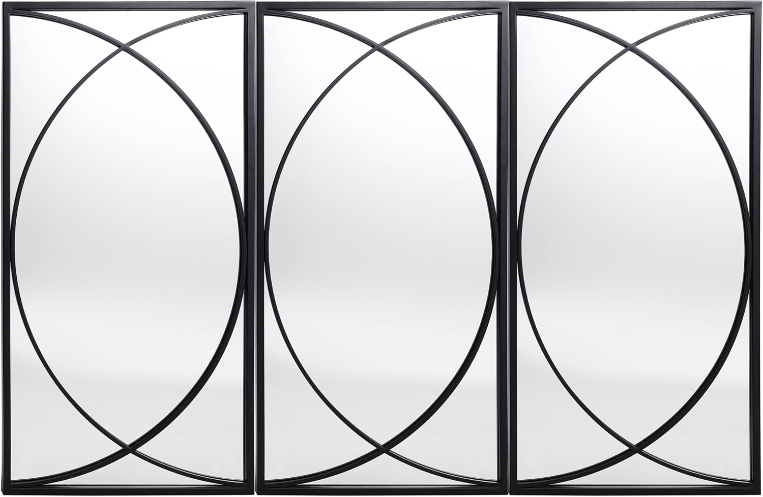 LuxenHome 3 Pieces Black Metal Rectangular Wall Mirror Set Large Vanity Mirror for Bedroom, Black Accent Metal Entryway Wall Mirror, Wall Mounted Mirror Living Room Wall Decor