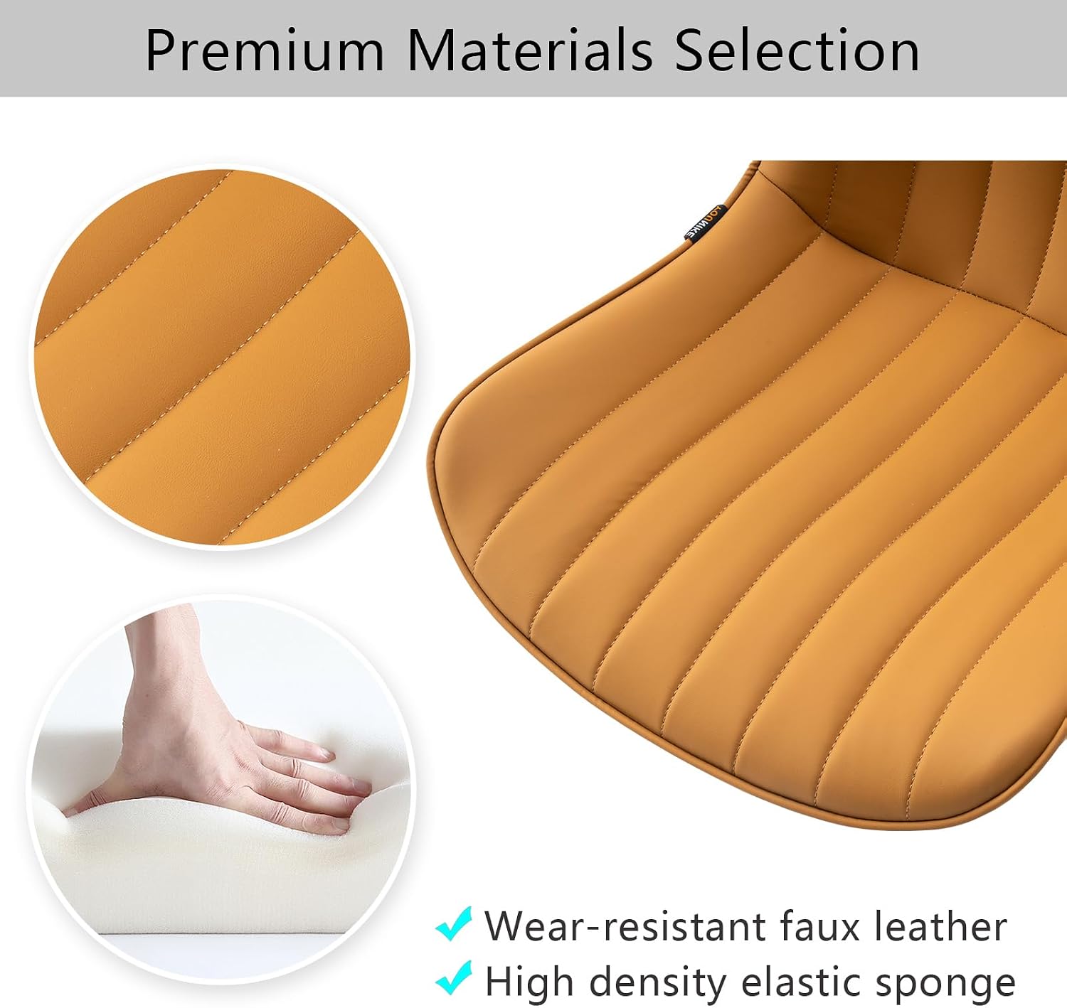 YOUNIKE Ergonomic Home Office Desk Chair with Wheels Comfy Armless Criss Cross Chair with Back Adjustable Height Modern Leather Upholstered Swivel Vanity Chair Small Cute Rolling Task Chair Tan