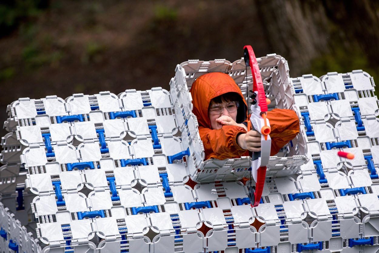 4 Pack - Kids Fort Building Kit - Creative Nerf War Playset - Build Nerf Bunker & Nerf Targets - Durable Nerf War Obstacles for Nerf Battles & Laser Tag