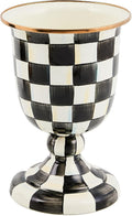 MACKENZIE-CHILDS Pedestal Vase, Decorative Centerpiece and Flower Holder, Black-and-White Courtly Check
