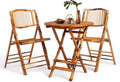 VINGLI Bamboo Folding Chair Table 3 Piece Bistro Set, Foldable Dining Wood Chairs Comfortable Seat for Outdoor & Indoor, Patio, Porch, Wedding, Party, Event, 3 Pack