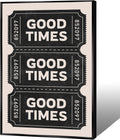 Vintage Black Good Times Ticket Print Poster Trendy Retro Black Room Aesthetic Wall Art Bar Cart Canvas Art Prints For Girly College Dorm Apartment Bathroom Wall Decor 24x36in Framed
