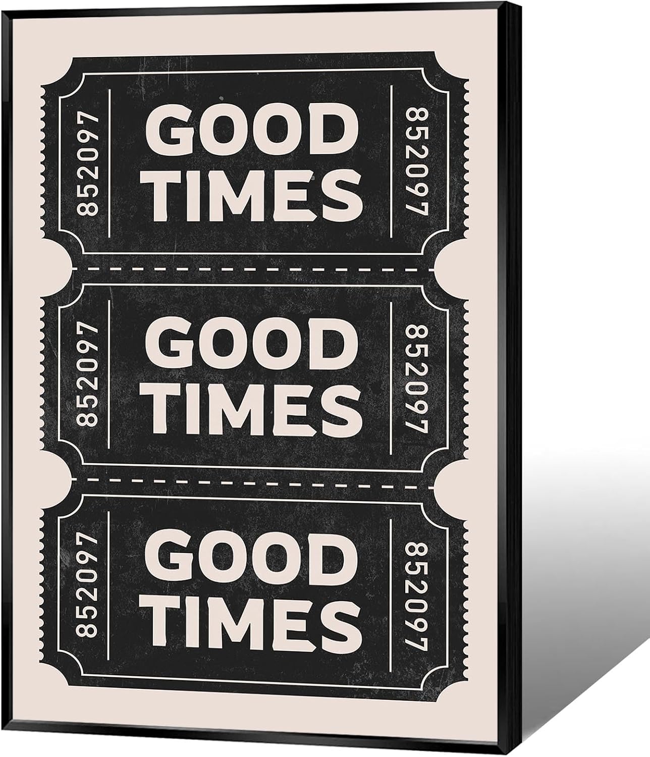 Vintage Black Good Times Ticket Print Poster Trendy Retro Black Room Aesthetic Wall Art Bar Cart Canvas Art Prints For Girly College Dorm Apartment Bathroom Wall Decor 24x36in Framed