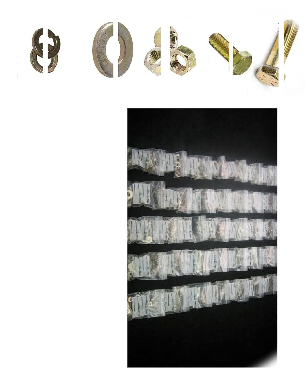 Grade 8 Bolt Nut & Washer Assortment Kit 1368pcs 1/4' inch Thru 1/2' up to 6' Long Hardware Fastener Kit Set RV9287S