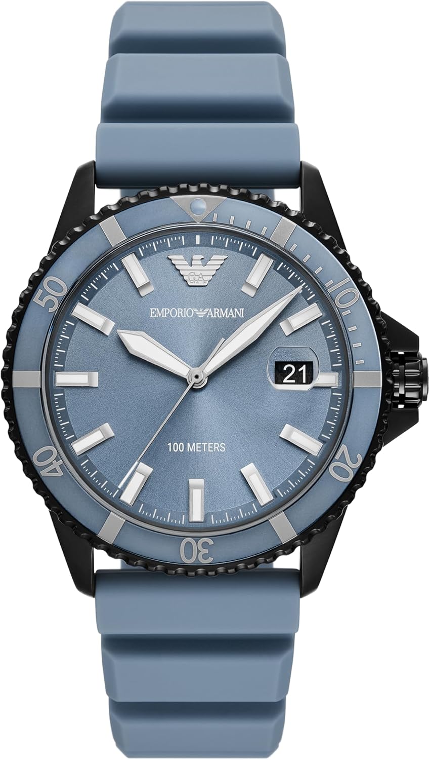 Emporio Armani World Explorer Dive-Inspired Men's Watch with Stainless Steel, Silicone or Leather Band