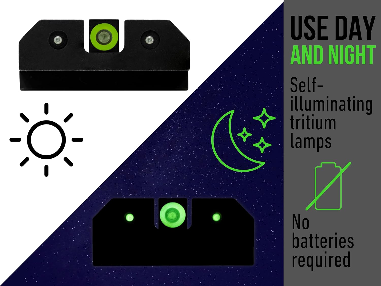 XS SIGHTS R3D Tritium Night Sight Green in Suppressor Height for Glock 42, 43, 43x, & 48 Gen 1-5, Front and Rear Glow in The Dark Tritium for Tactical Applications