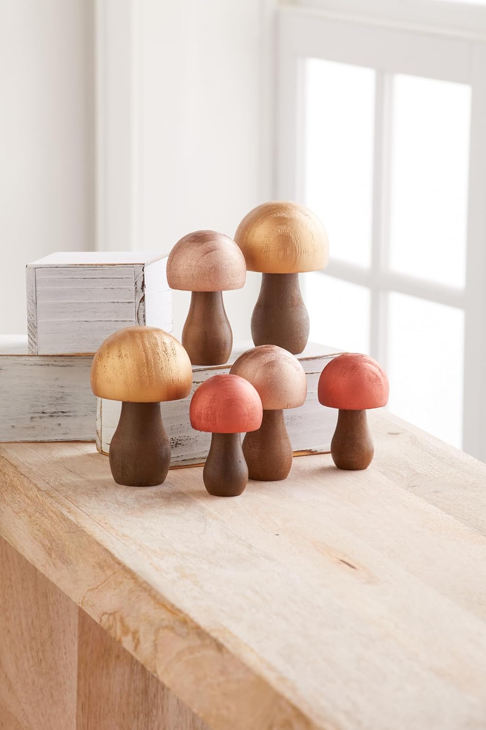 Your Heart's Content Wood Mushrooms Set of 18, Custom Colors, Charming Nature Inspired Gift, cottagecore, Hand Painted, Wooden Mushrooms, Whimsy, Home Decor, Hand Painted, (Paint Set of 18)